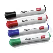 Top Brands | Nobo Glide Whiteboard Pens Bullet Tip 4 Pack | In Stock