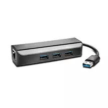 Networking Cards | Kensington UA3000E USB 3.0 Ethernet Adapter & 3-Port Hub — Black