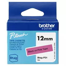 Label Printer Tape | Brother BTAG-P31 label-making tape Black on pink | In Stock