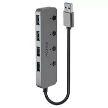 Interface Hubs | Lindy 4 Port USB 3.0 Hub with On/Off Switches | In Stock