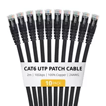Startech | StarTech.com 2m Black Cat6 Ethernet Cable, 10 Pack, Snagless, 100W