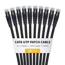 Startech | StarTech.com 3m Black Cat6 Ethernet Cable, 10 Pack, Snagless, 100W