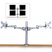 Monitor Desk Mount | Lindy Dual Adjustable LCD Arms for up to 10kg, Silver