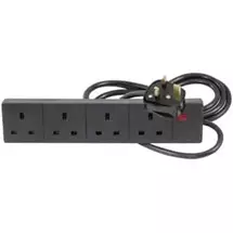 Fastflex | 10M Black 4 Way Surge Protected Power Extension Block