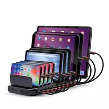 Mobile Device Chargers | Lindy 96W 10 Port USB Charging Station, Freestanding, Plastic, Black,